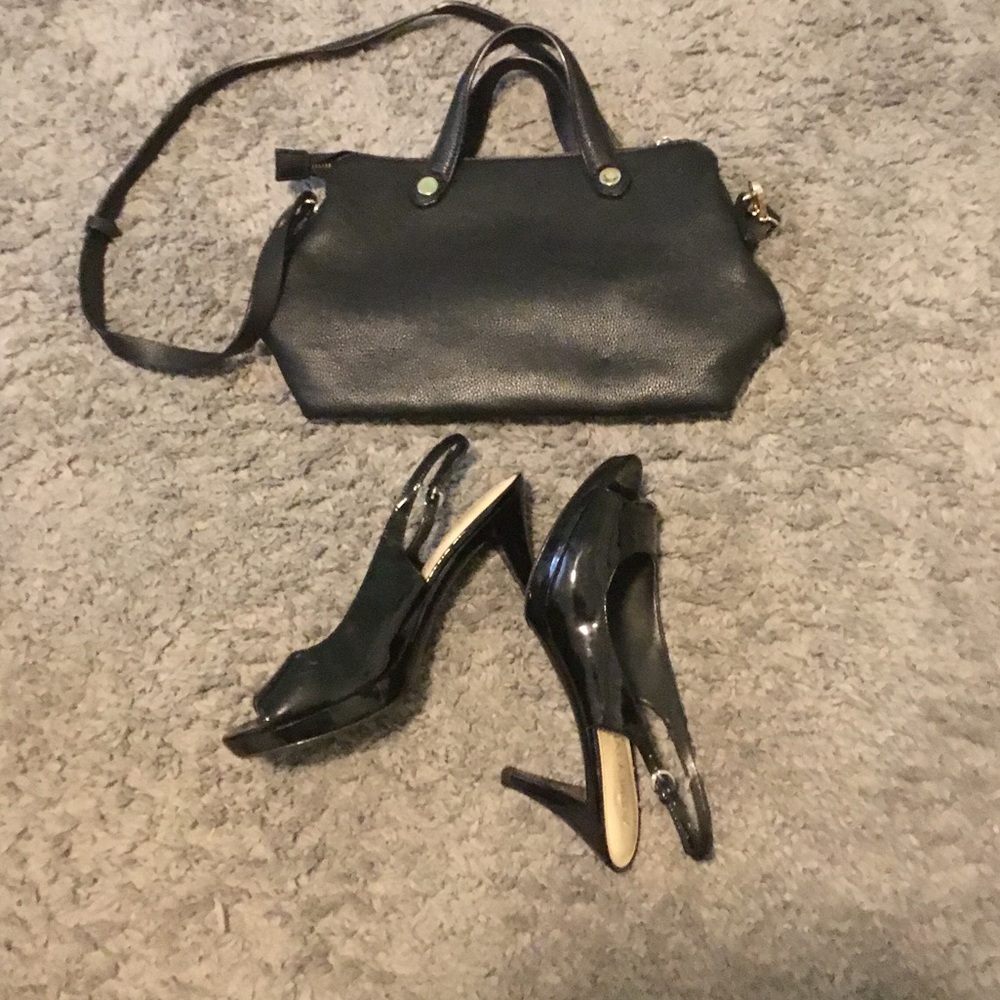 AUBREY LYNN black, adjustable ankle strap, heels.